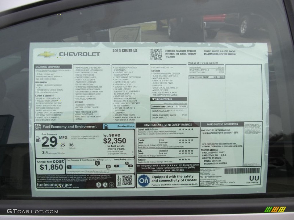 2013 Chevrolet Cruze LS Window Sticker Photo #77299153