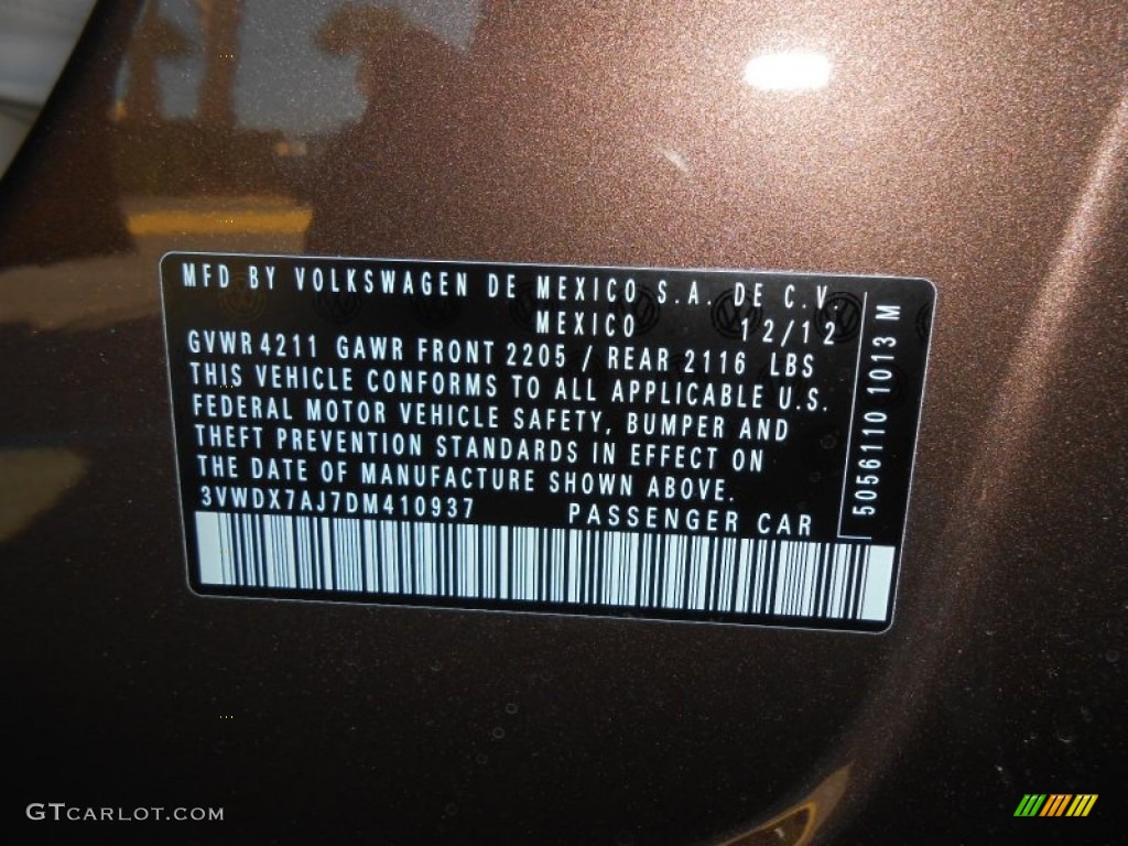 2013 Volkswagen Jetta SE Sedan Info Tag Photos