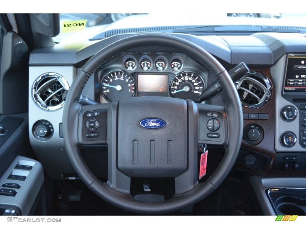 2013 Ford F250 Super Duty Lariat Crew Cab Black Steering Wheel Photo #77303642