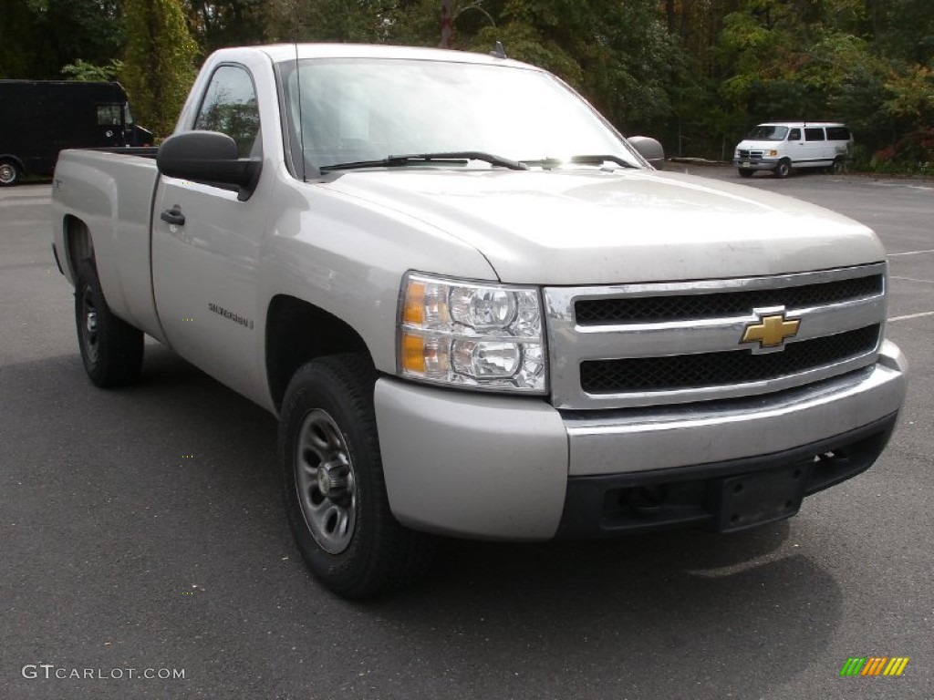 2008 Silverado 1500 LS Regular Cab 4x4 - Silver Birch Metallic / Dark Titanium photo #3