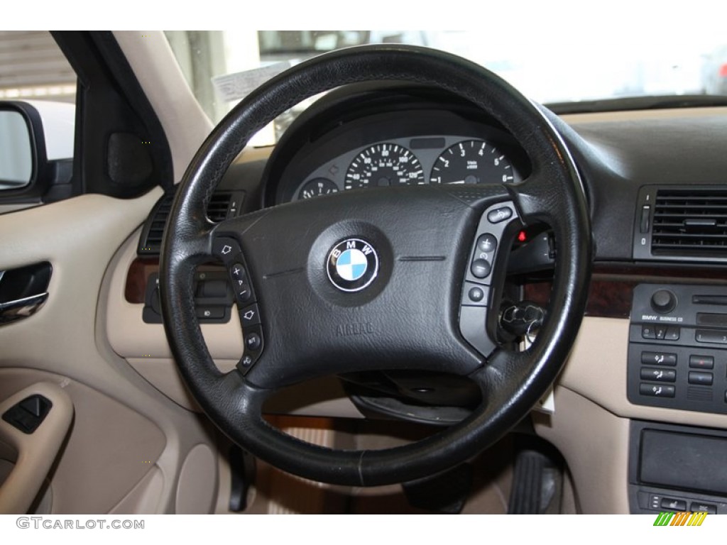 2005 BMW 3 Series 325i Sedan Sand Steering Wheel Photo #77304926
