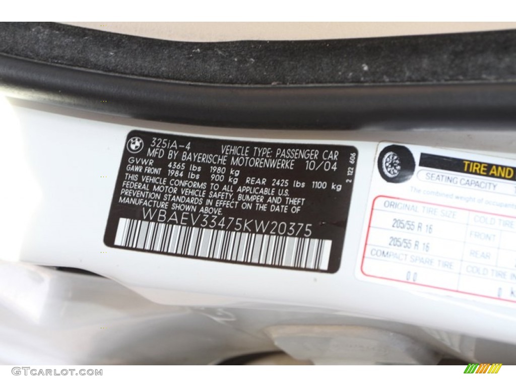 2005 3 Series 325i Sedan - Alpine White / Sand photo #44
