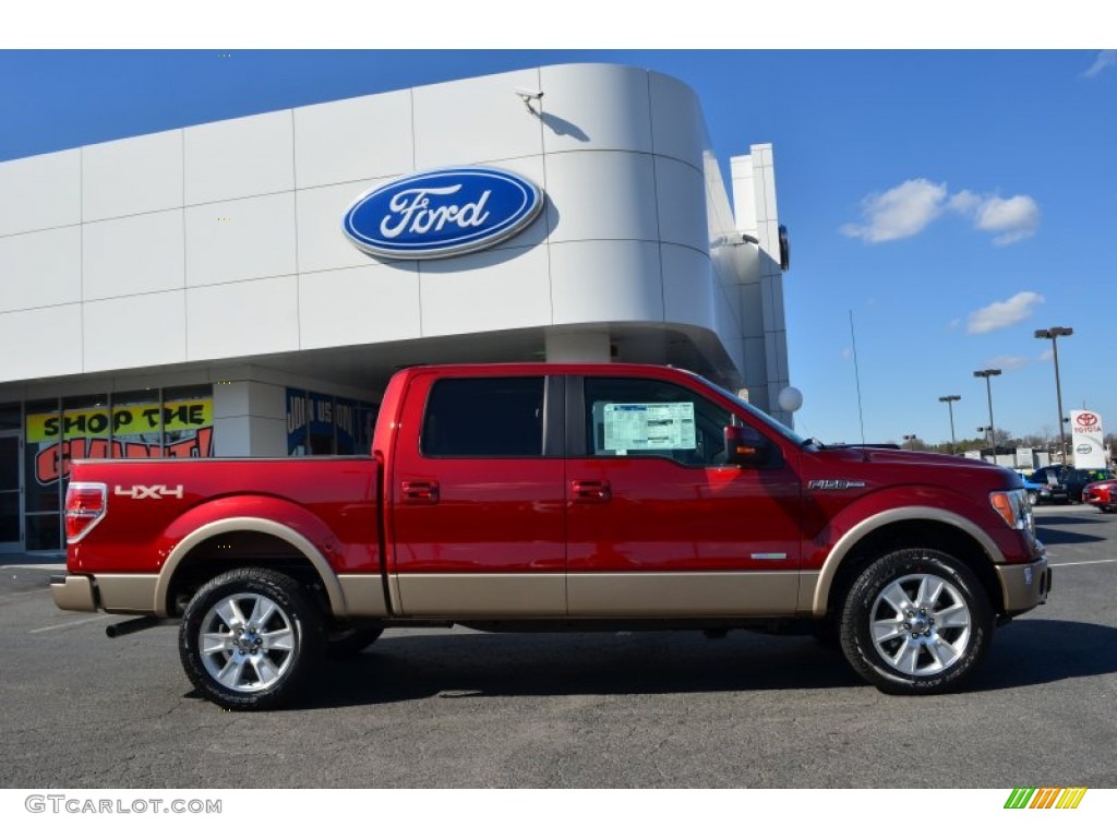 2013 F150 Lariat SuperCrew 4x4 - Ruby Red Metallic / Adobe photo #2