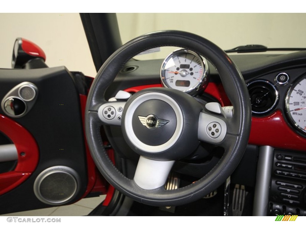2006 Mini Cooper S Convertible Black/Panther Black Steering Wheel Photo #77317428