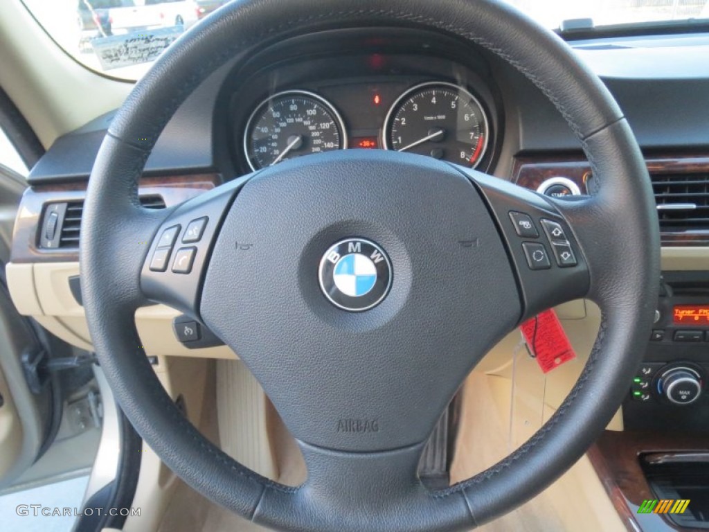 2008 BMW 3 Series 335i Sedan Beige Steering Wheel Photo #77323617