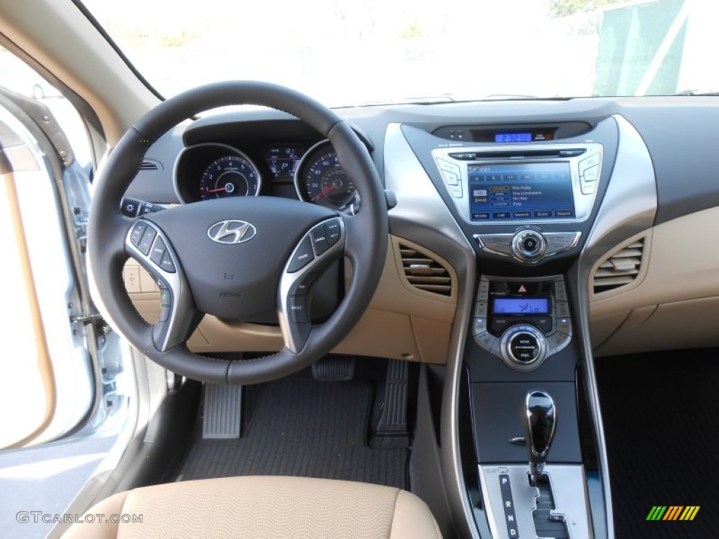2013 Elantra Limited - Blue Sky Metallic / Beige photo #27