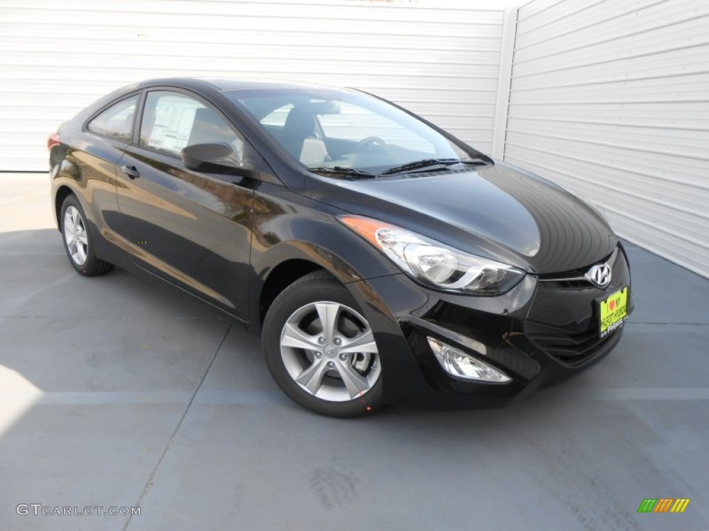 2013 Elantra Coupe GS - Black Noir Pearl / Blue photo #2