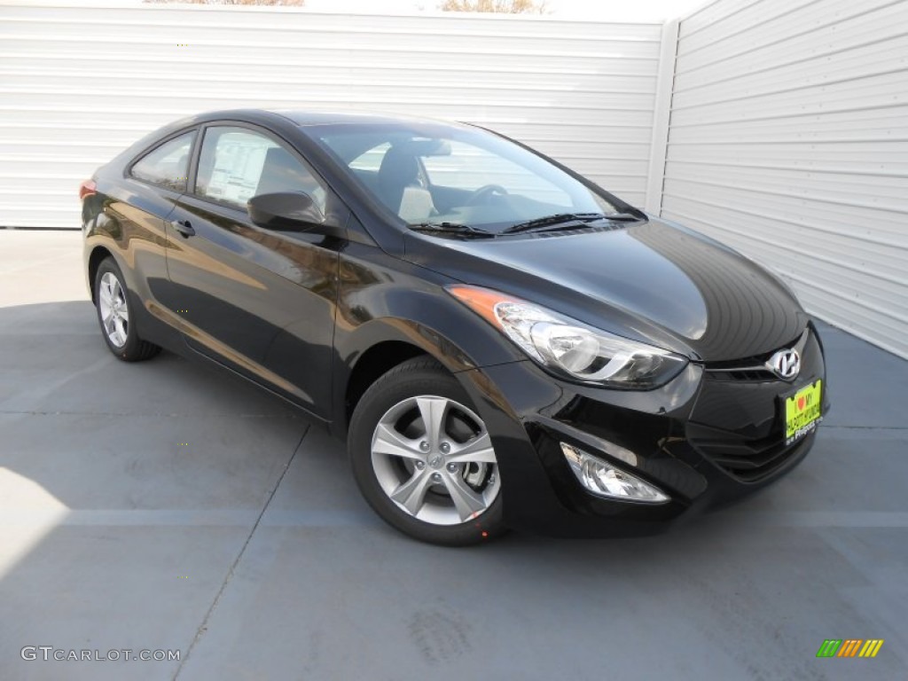 2013 Elantra Coupe GS - Black Noir Pearl / Blue photo #3