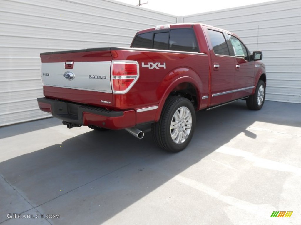 2013 F150 Platinum SuperCrew 4x4 - Ruby Red Metallic / Platinum Unique Black Leather photo #4