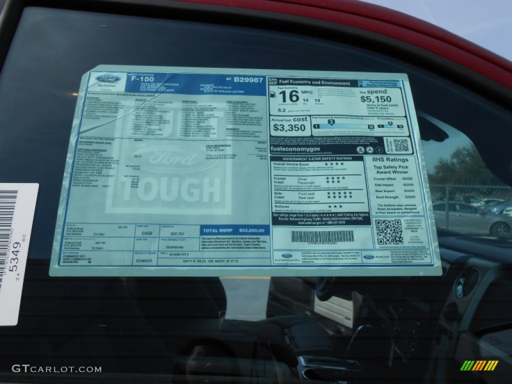 2013 Ford F150 Platinum SuperCrew 4x4 Window Sticker Photo #77330076