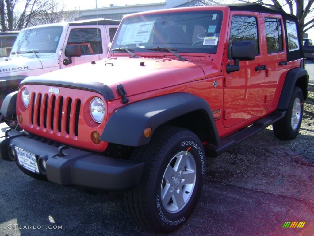 2013 Wrangler Unlimited Sport S 4x4 - Rock Lobster Red / Black photo #1