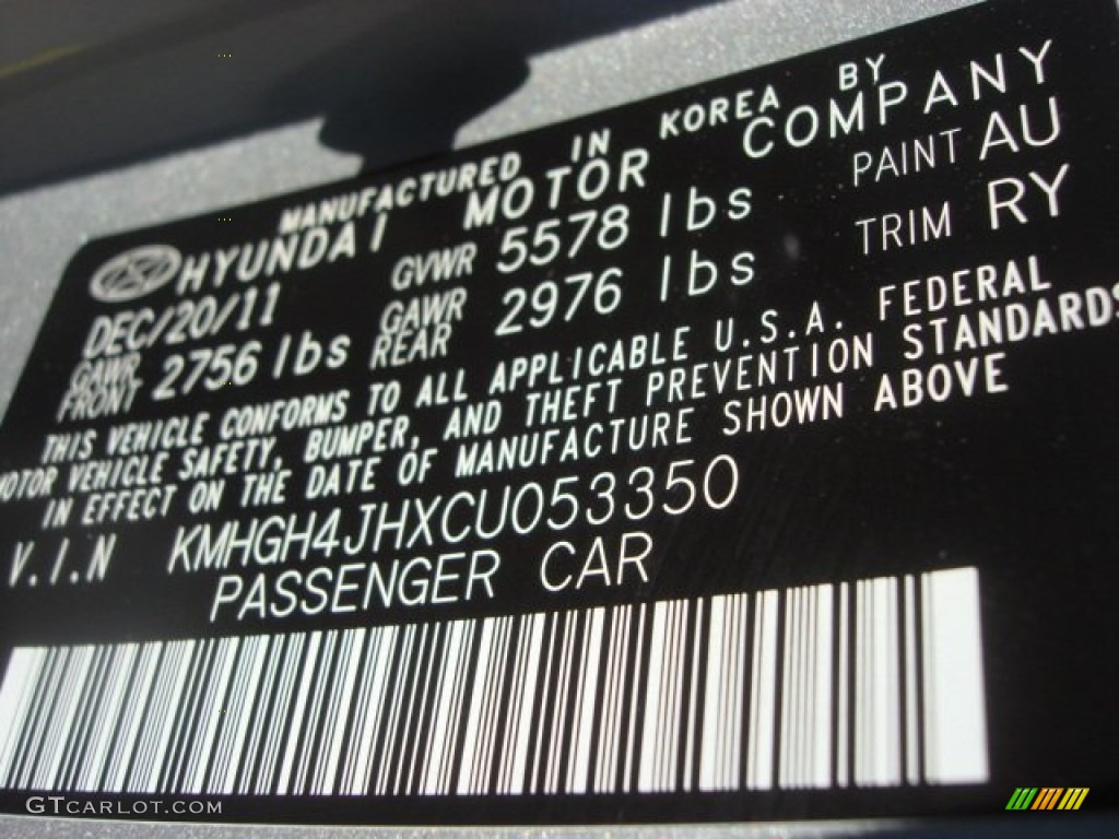 2012 Equus Color Code AU for Platinum Metallic Photo #77335953