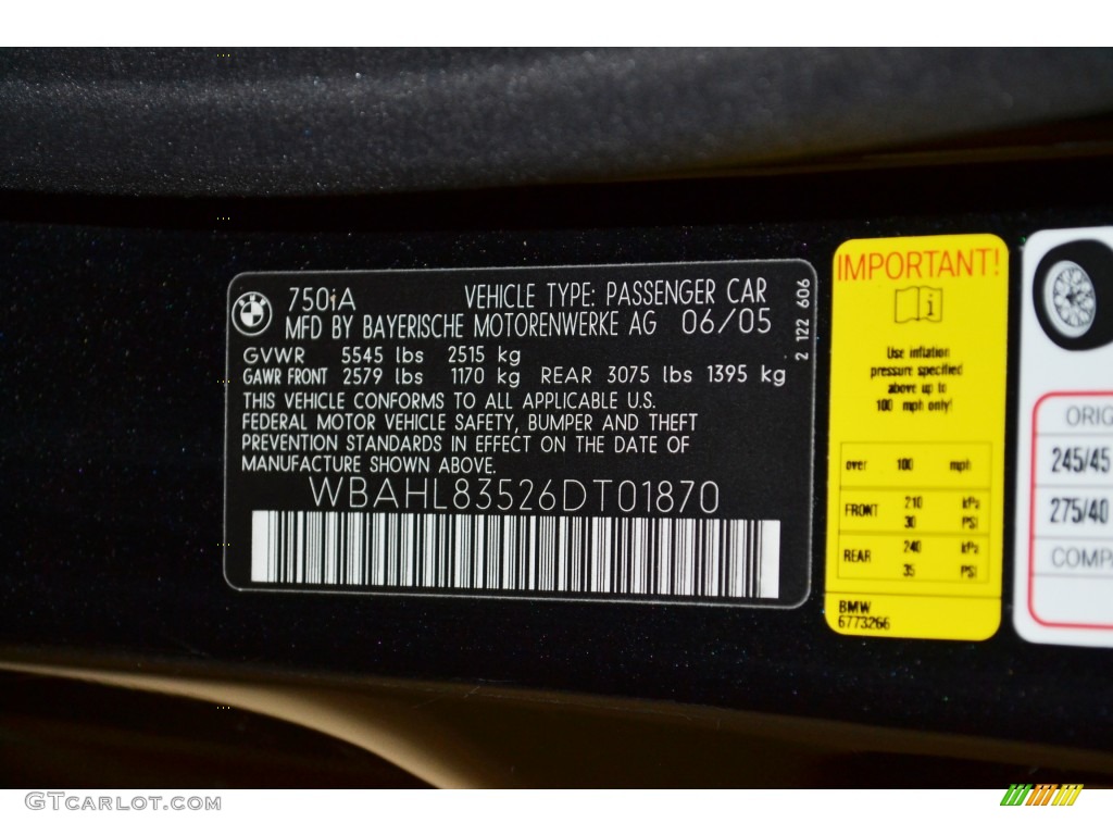 2006 7 Series 750i Sedan - Jet Black / Black/Black photo #8