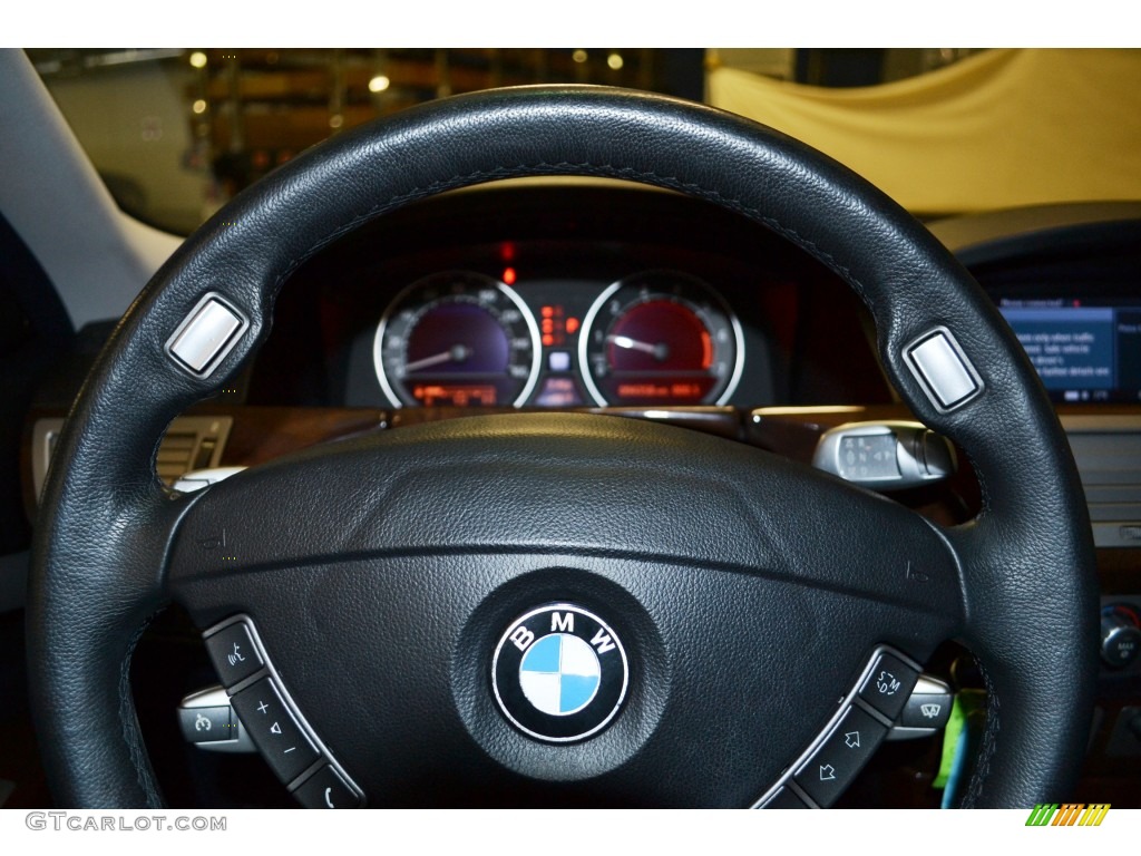 2006 BMW 7 Series 750i Sedan Black/Black Steering Wheel Photo #77337292