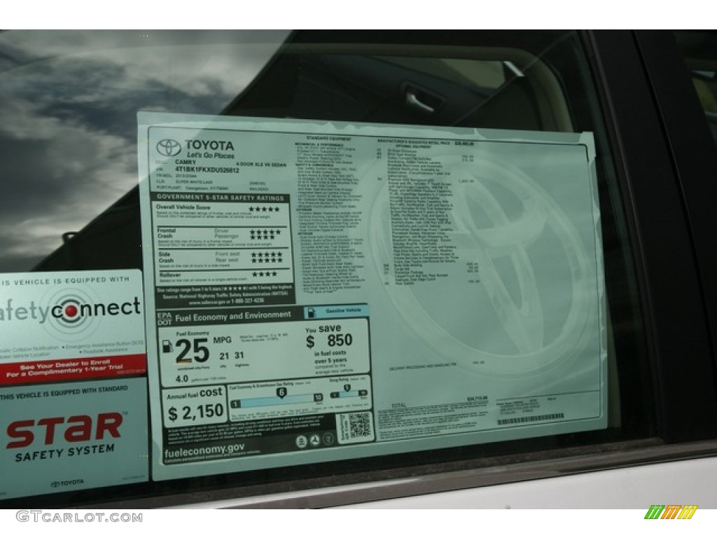 2013 Toyota Camry XLE V6 Window Sticker Photo #77339067