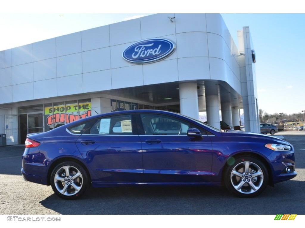 2013 Fusion SE 1.6 EcoBoost - Deep Impact Blue Metallic / SE Appearance Package Charcoal Black/Red Stitching photo #2
