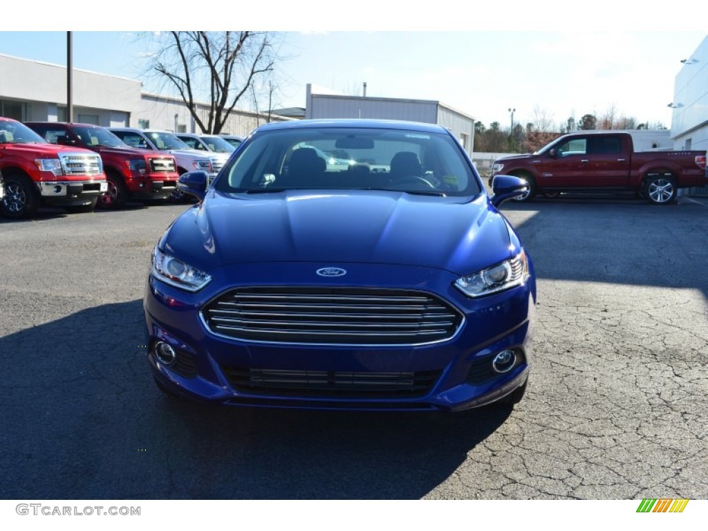 2013 Fusion SE 1.6 EcoBoost - Deep Impact Blue Metallic / SE Appearance Package Charcoal Black/Red Stitching photo #7