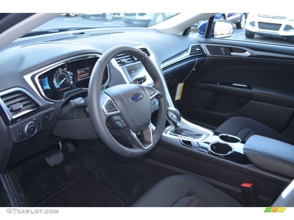 2013 Fusion SE 1.6 EcoBoost - Deep Impact Blue Metallic / SE Appearance Package Charcoal Black/Red Stitching photo #11