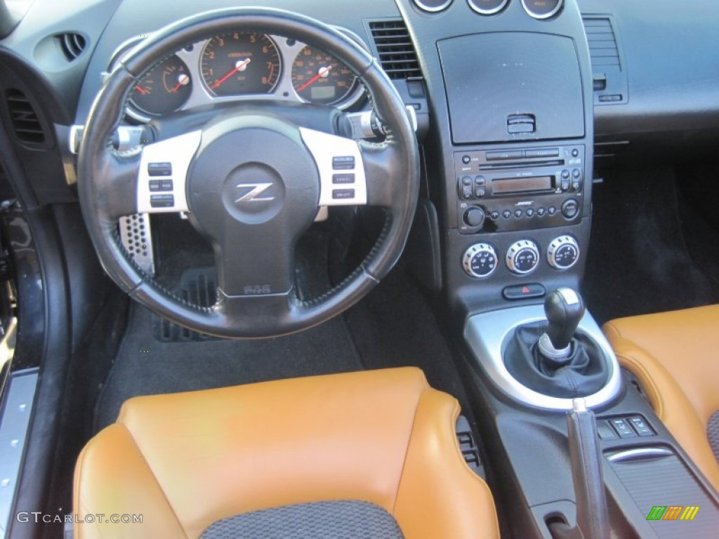 2006 350Z Touring Roadster - Magnetic Black Pearl / Burnt Orange Leather photo #7