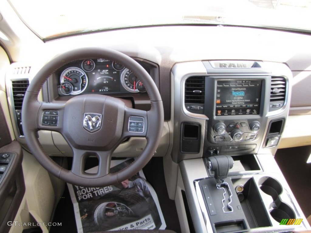 2013 Ram 1500 SLT Quad Cab Canyon Brown/Light Frost Beige Dashboard Photo #77363838