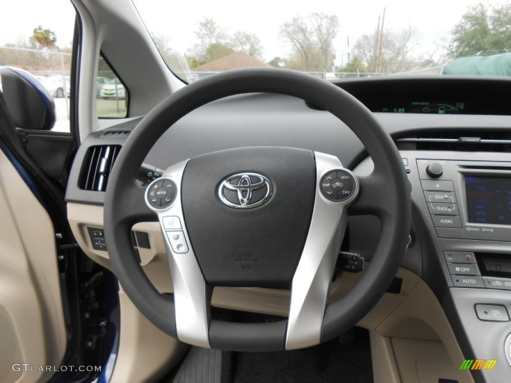 2013 Toyota Prius Three Hybrid Bisque Steering Wheel Photo #77364159