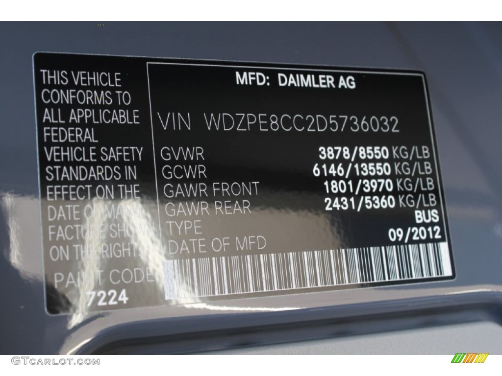 2013 Sprinter Color Code 7224 for Graphite Grey Photo #77367164