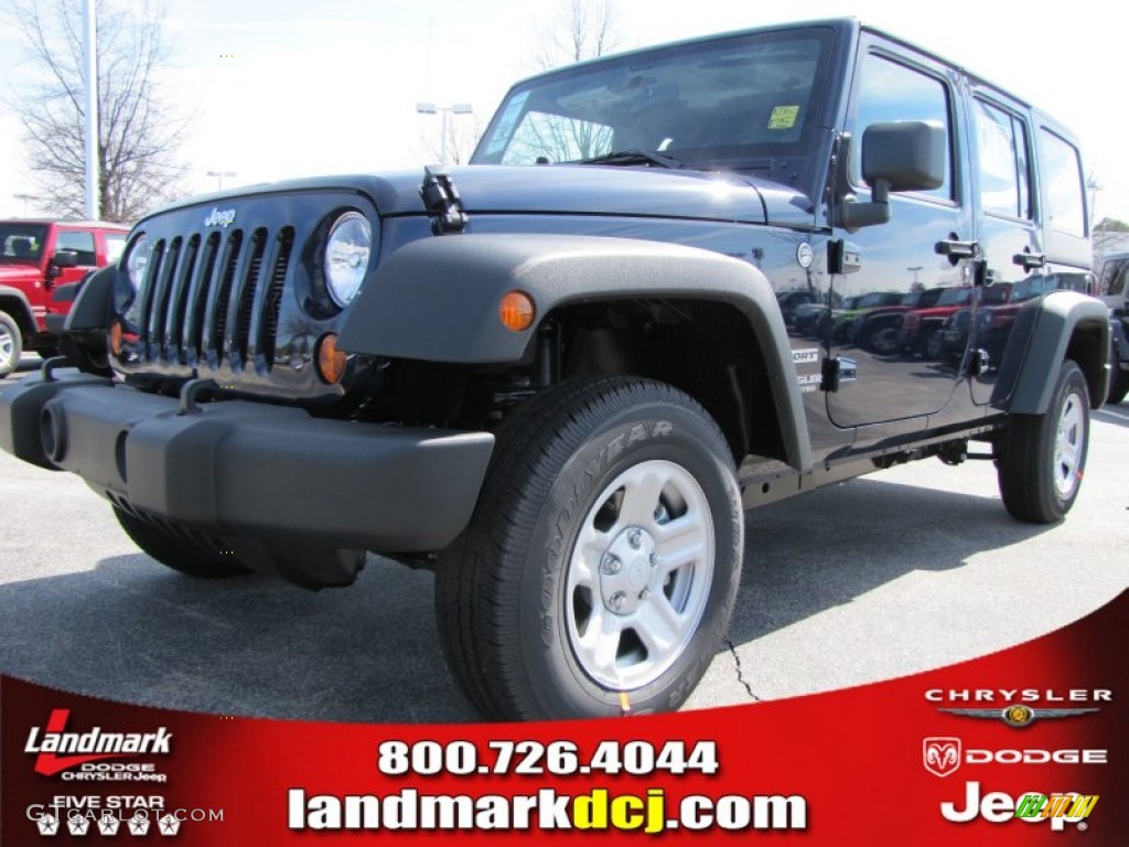 2013 Wrangler Unlimited Sport 4x4 - True Blue Pearl / Black photo #1