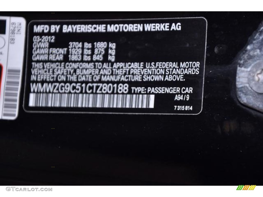 2012 Cooper Color Code A94 for Midnight Black Metallic Photo #77373925