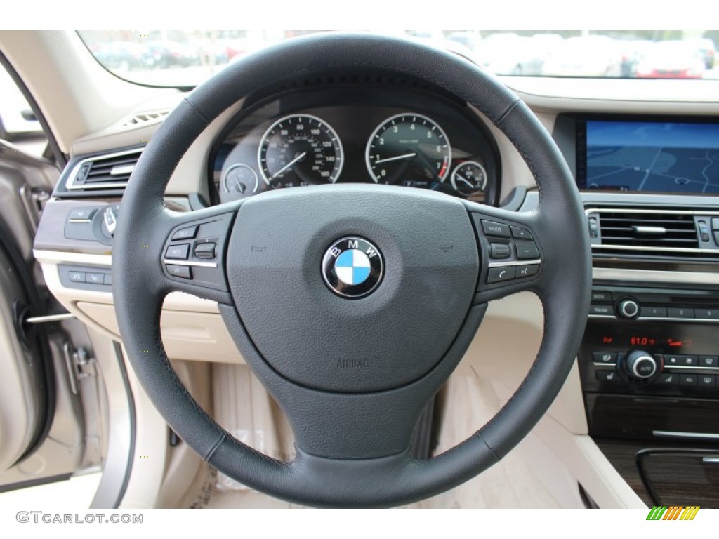 2010 BMW 7 Series 750Li Sedan Oyster Nappa Leather Steering Wheel Photo #77376016
