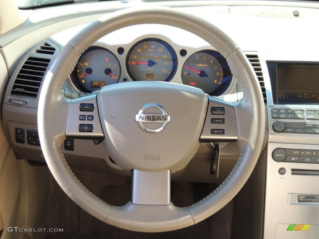 2006 Nissan Maxima 3.5 SE Cafe Latte Steering Wheel Photo #77378601