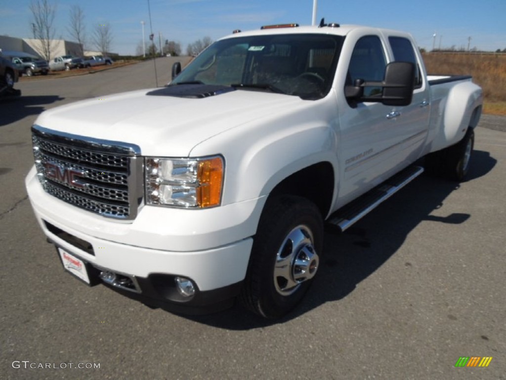 2013 Sierra 3500HD Denali Crew Cab 4x4 Dually - Summit White / Cocoa/Light Cashmere photo #1