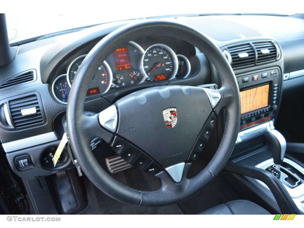 2008 Porsche Cayenne S Black Steering Wheel Photo #77380497