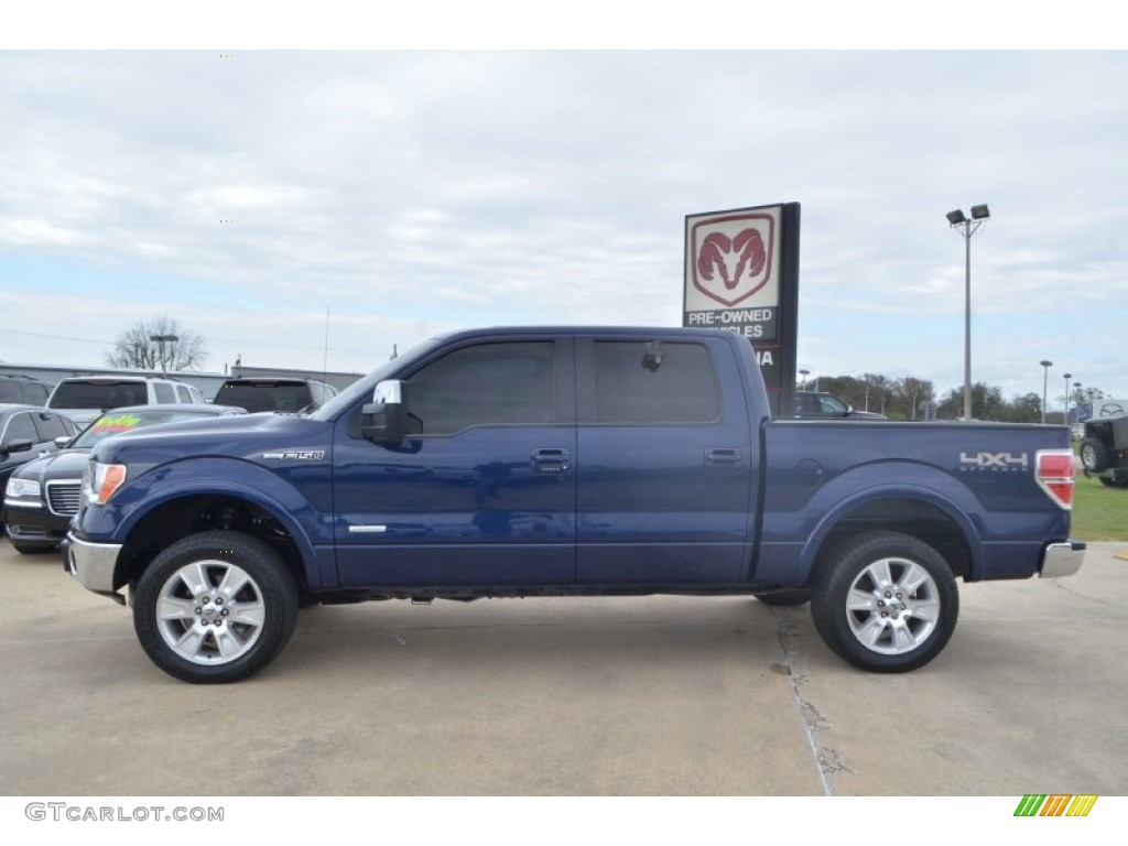 2011 F150 Lariat SuperCrew 4x4 - Dark Blue Pearl Metallic / Steel Gray photo #2