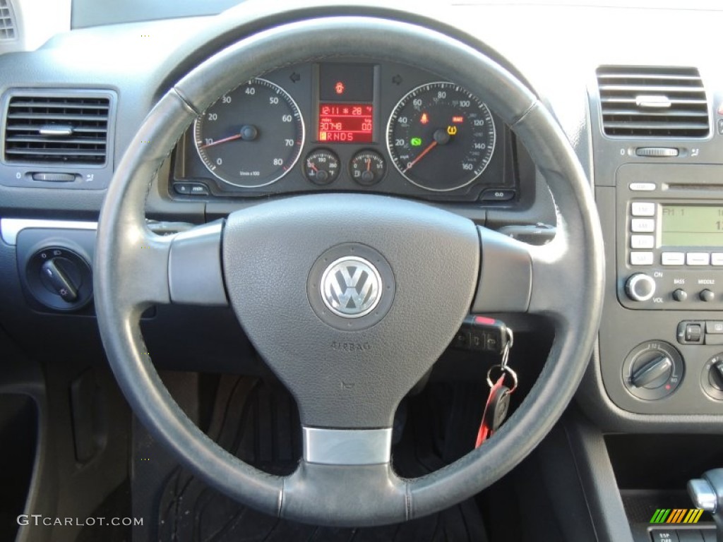 2008 Volkswagen Jetta SE Sedan Anthracite Black Steering Wheel Photo #77384253