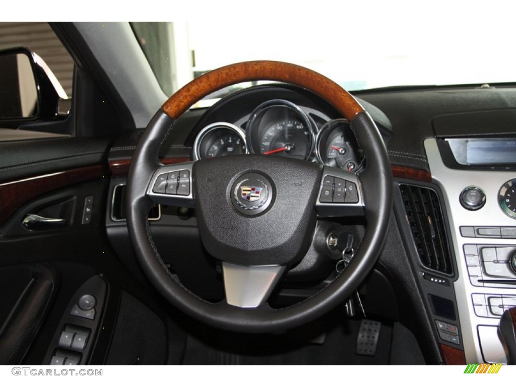 2009 Cadillac CTS Sedan Ebony Steering Wheel Photo #77385053