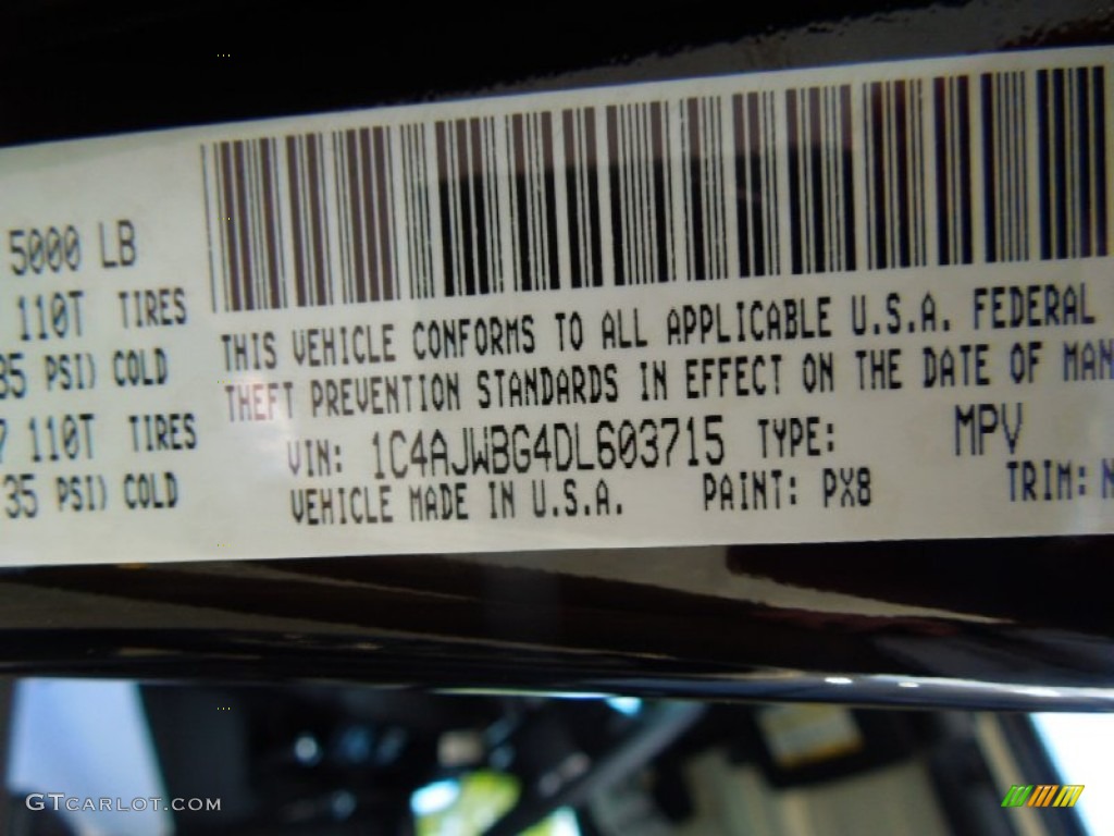 2013 Wrangler Color Code PX8 for Black Photo #77385067