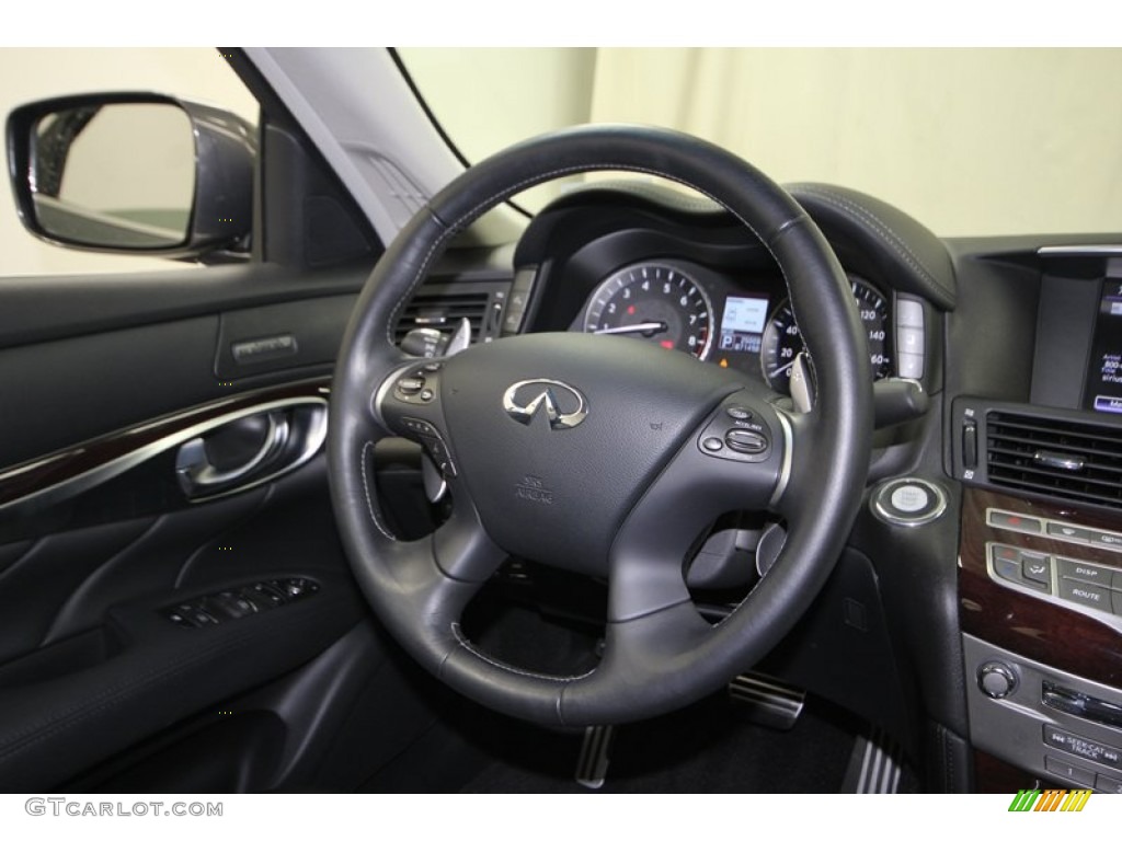 2011 Infiniti M 37 S Sedan Graphite Steering Wheel Photo #77389428