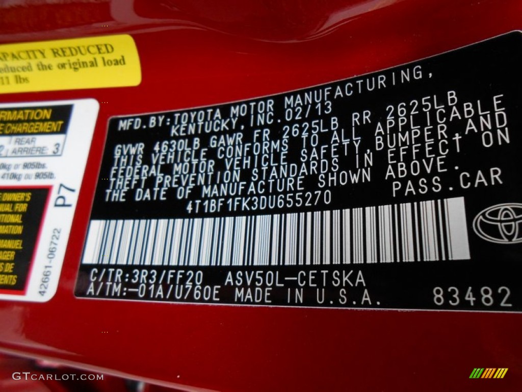 2013 Camry SE - Barcelona Red Metallic / Black photo #35