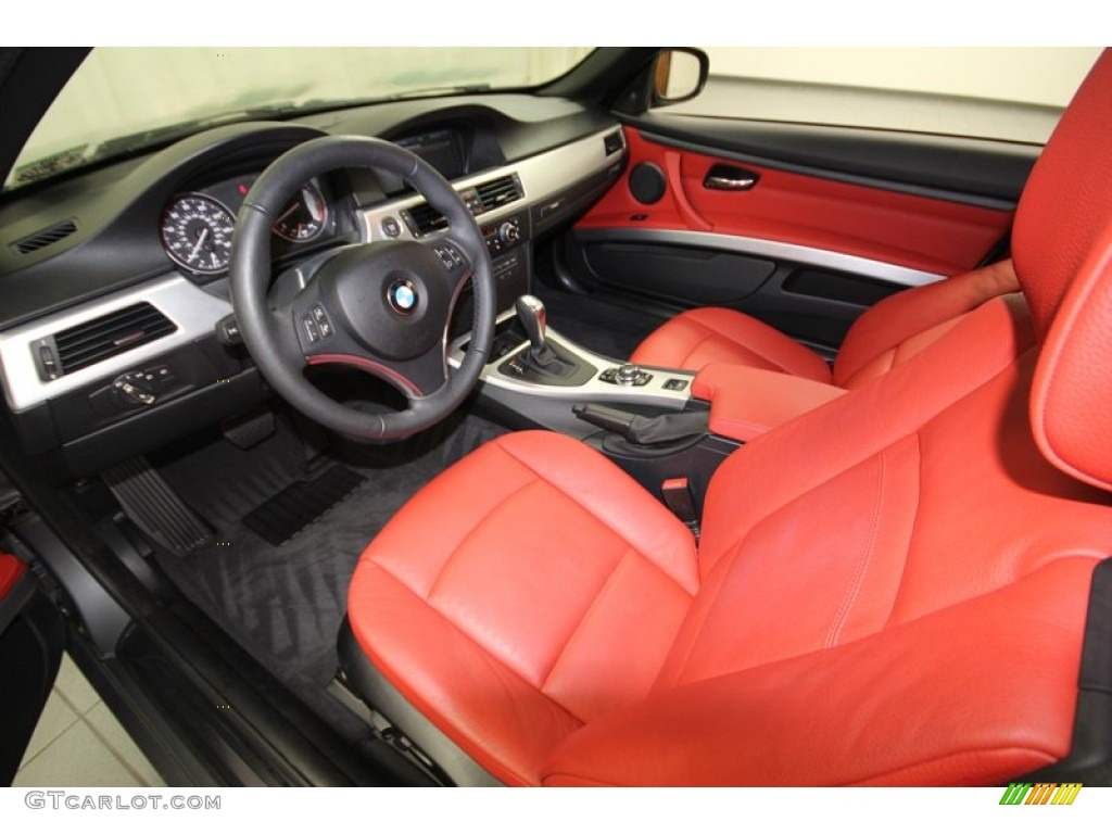 Coral Red/Black Dakota Leather Interior 2010 BMW 3 Series 335i Convertible Photo #77397402