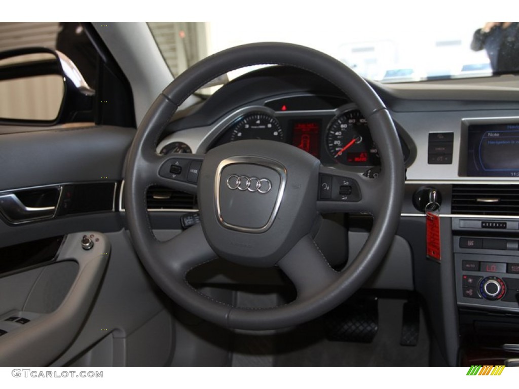 2009 Audi A6 3.2 Sedan Pale Grey Steering Wheel Photo #77403741