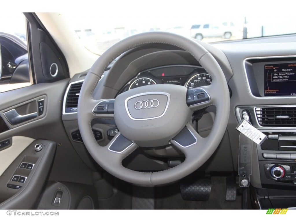 2013 Audi Q5 3.0 TFSI quattro Pistachio Beige Steering Wheel Photo #77404665