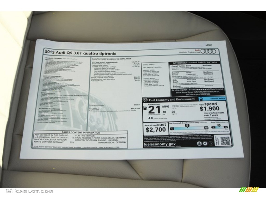 2013 Audi Q5 3.0 TFSI quattro Window Sticker Photo #77404972