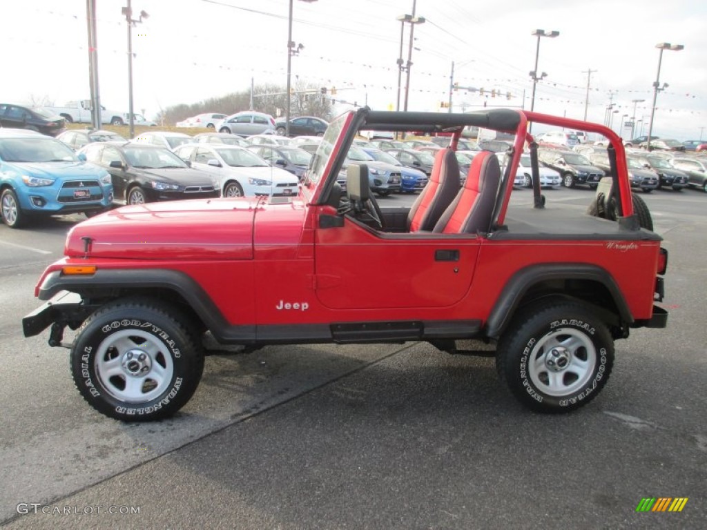 Poppy Red 1995 Jeep Wrangler S 4x4 Exterior Photo #77405255