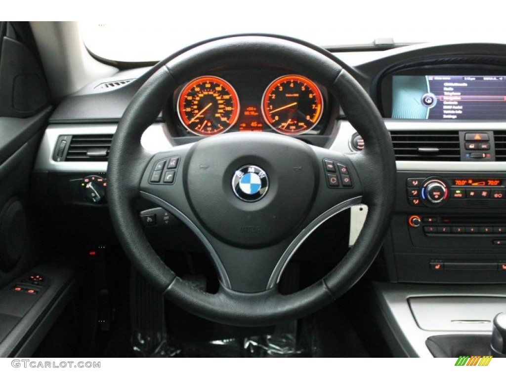2009 BMW 3 Series 335i Coupe Black Steering Wheel Photo #77407813