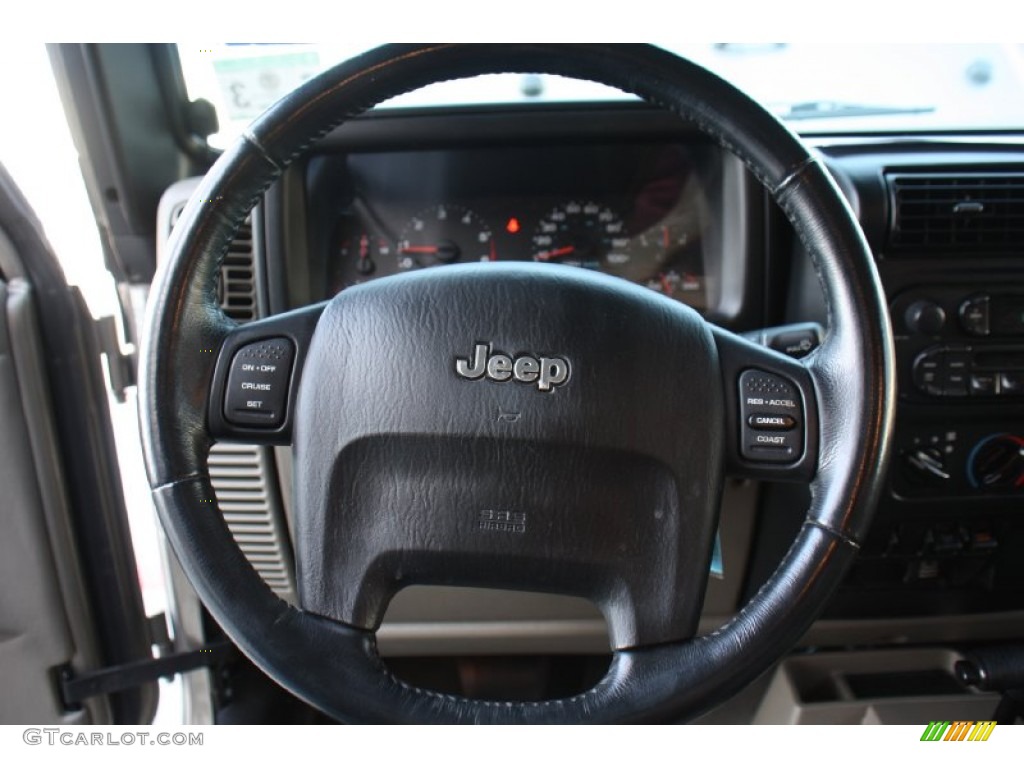 2005 Jeep Wrangler Rubicon 4x4 Khaki Steering Wheel Photo #77407860