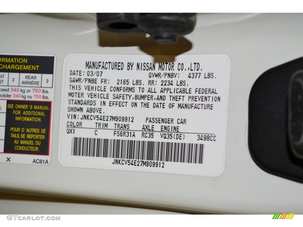 2007 Infiniti G 35 Coupe Color Code Photos