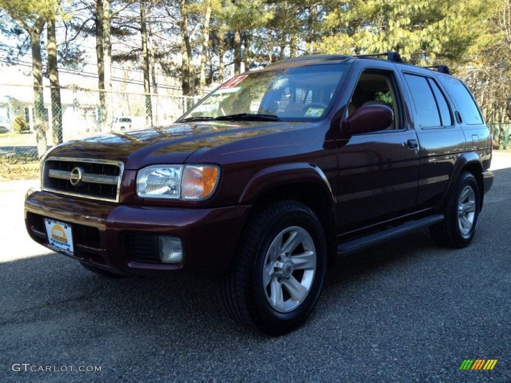 2002 Pathfinder SE 4x4 - Merlot Pearl / Beige photo #1