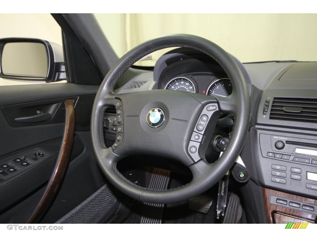 2004 BMW X3 3.0i Black Steering Wheel Photo #77414034