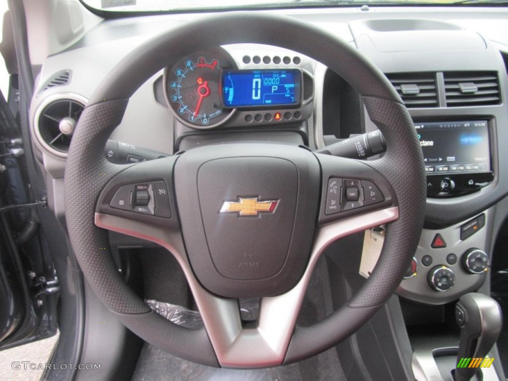 2013 Chevrolet Sonic LT Sedan Dark Pewter/Dark Titanium Steering Wheel Photo #77415507