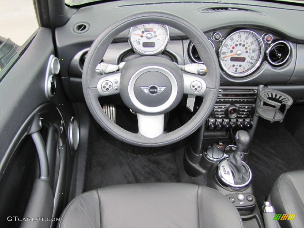 2006 Mini Cooper S Convertible Panther Black Steering Wheel Photo #77417585